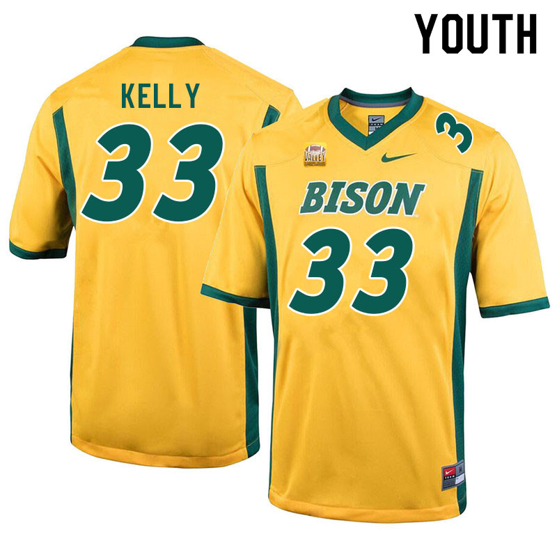 Youth #33 Jacob Kelly North Dakota State Bison College Football Jerseys Sale-Yellow - Click Image to Close